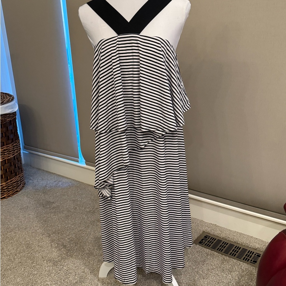Lane Bryant Black and White Striped Dress